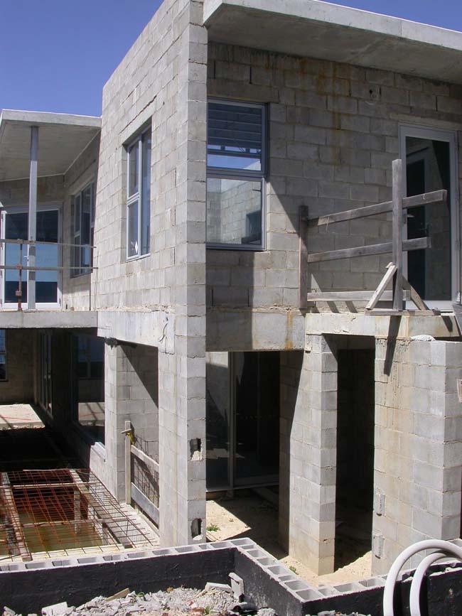 Concrete block wall construction