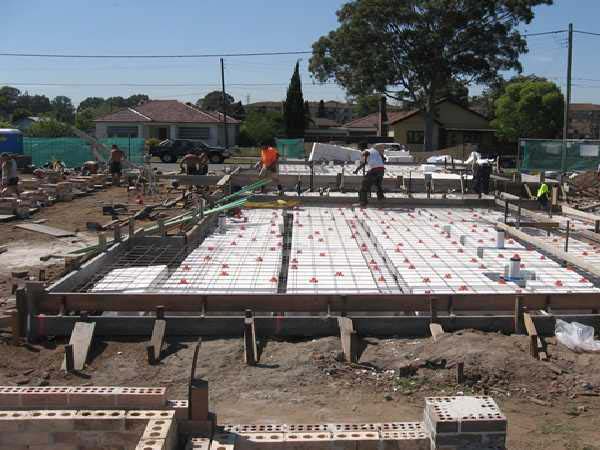 Waffle slab construction by form concrete