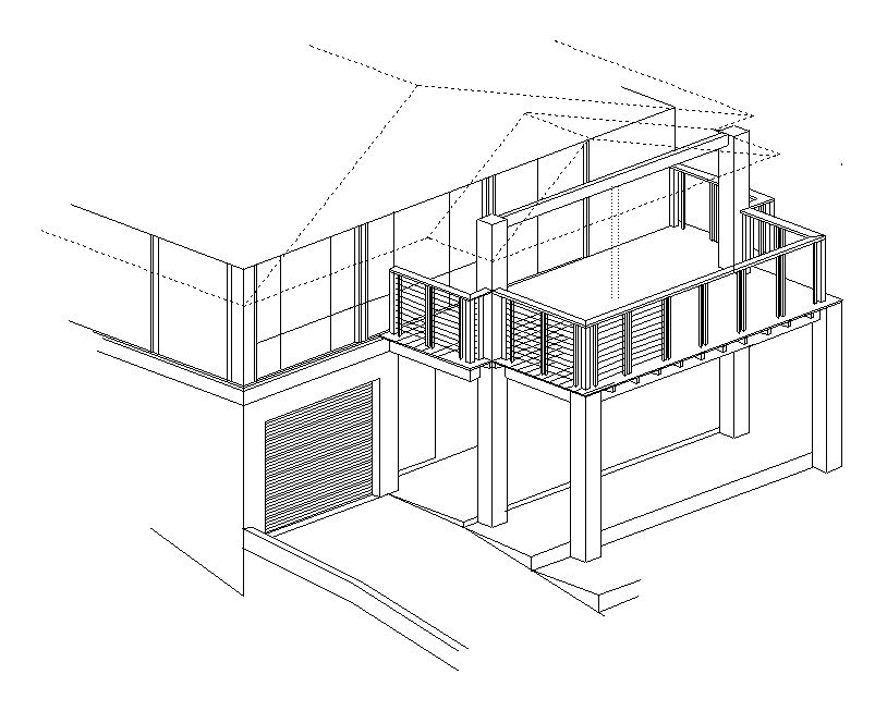 Isometric drawing of a new timber deck