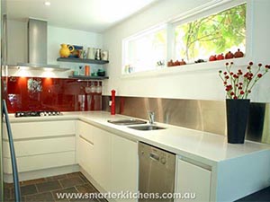 Smarter Kitchens - Red tiled splashback