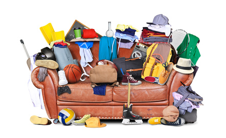 Mess and clutter on a lounge