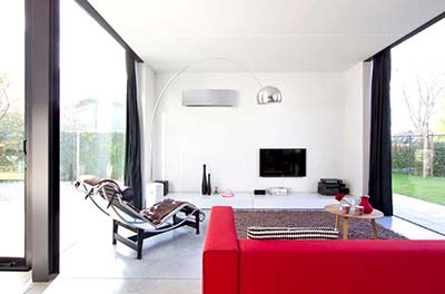 Daikin Zena (silver) air conditioner in lounge